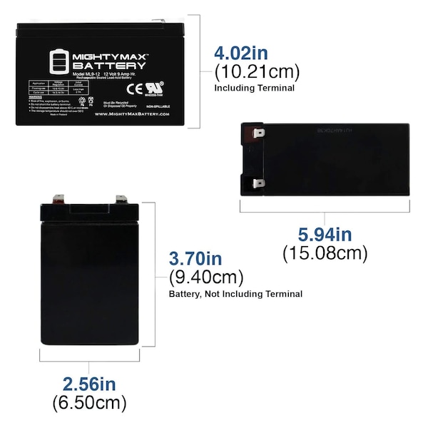 12V 9Ah SLA Replacement Battery For APC Back-UPS Pro BP1000 - 4PK
